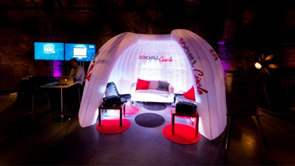 Outdoor event using Evolution Dome's Dacron vinyl branding option