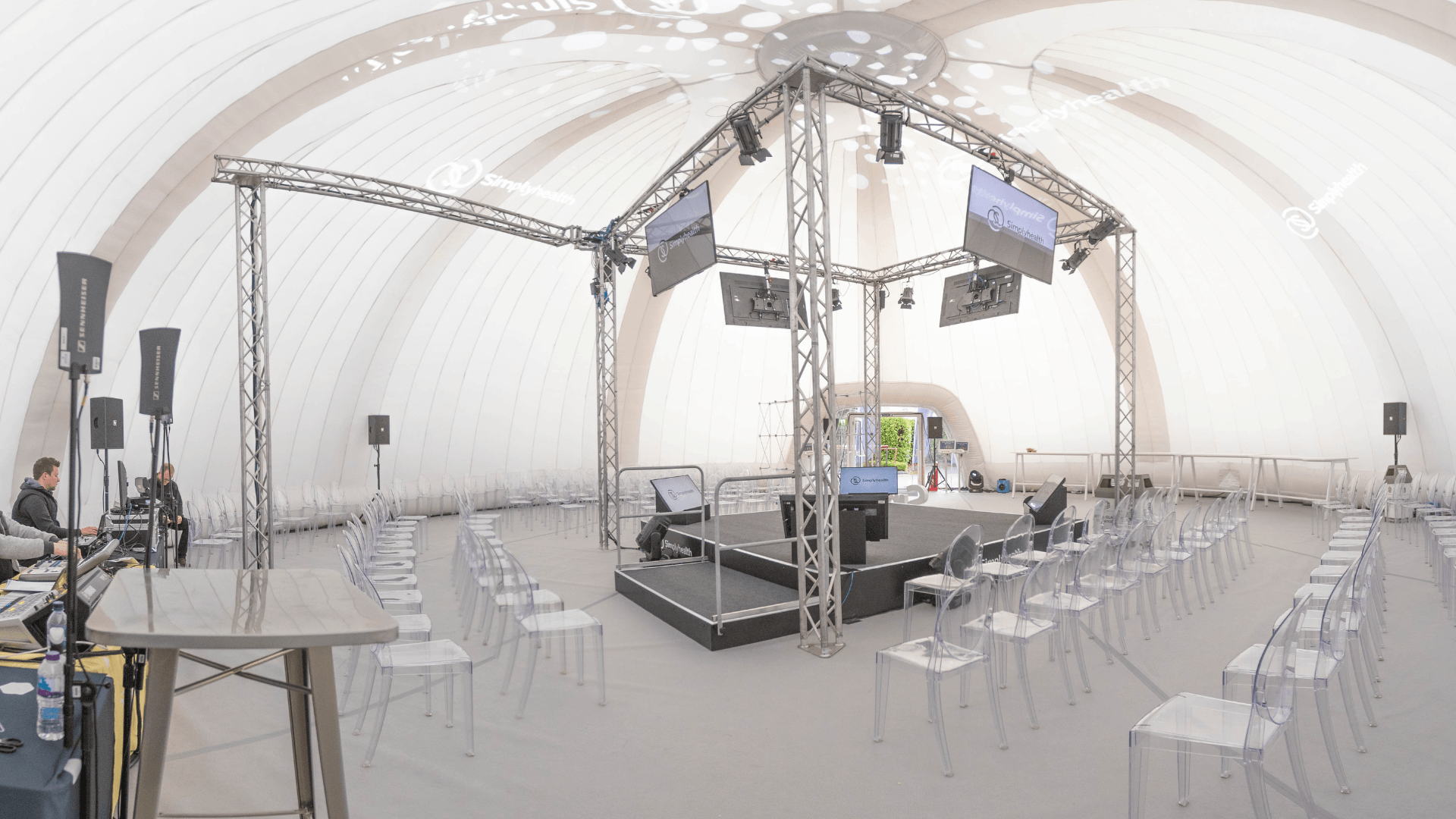 Interior of a Evolution Dome temporary inflatable structure - 20m Dome