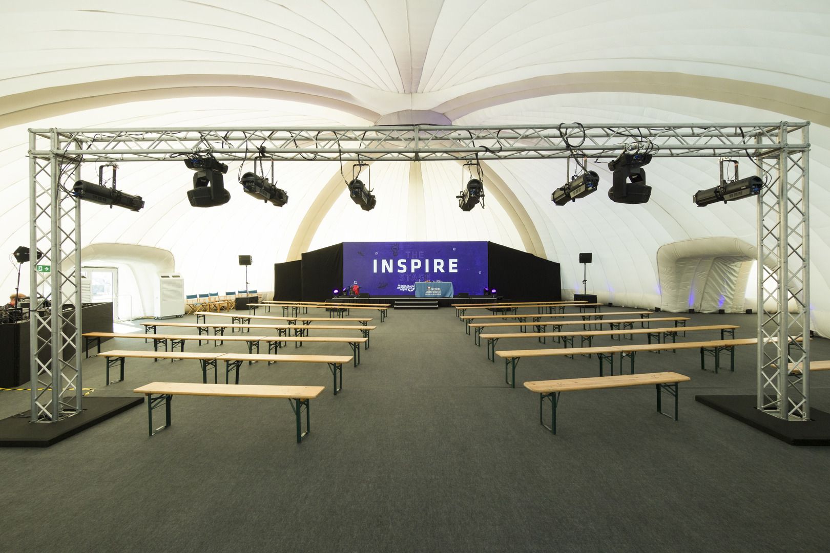 Inside the Evolution Dome for The International Air Tattoo's Inspire Stage