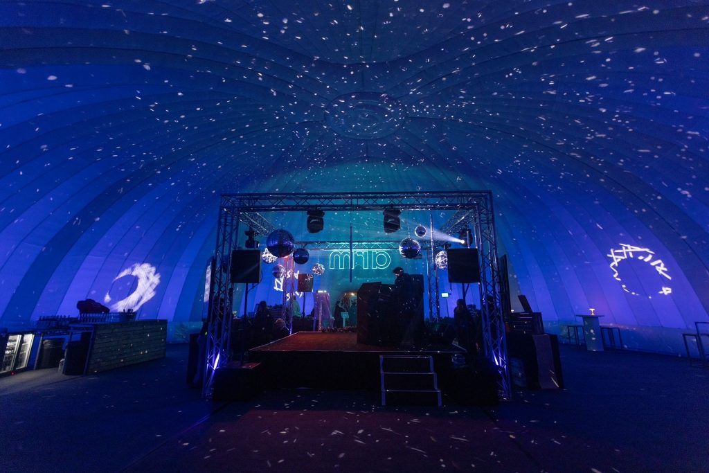 Inside the Evolution Dome Structure at Christmas in Cambridge